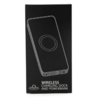 A black box displaying a sketch of a wireless charging dock and power bank. The text reads Wireless Charging Dock and Powerbank with a power icon beneath.