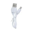 White USB to micro USB charging cable, loosely coiled, on a white background.