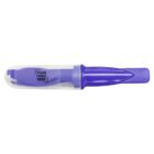 Purple highlighter pen with a clear cap and a label that reads Your Logo Here. The pens design is simple, with a chunky body that allows for easy gripping.