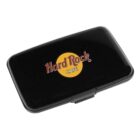 A black rectangular case with the Hard Rock Cafe logo, featuring a yellow circle behind the text Hard Rock Cafe.