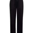 Black sweatpants with an elastic waistband and drawstring. The pants have a straight-leg design and appear to be made of a comfortable, soft material suitable for casual wear or exercising.