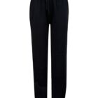 Black sweatpants with an elastic waistband and drawstring, featuring a relaxed fit and elasticated cuffs at the ankles.