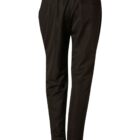 Black athletic pants with an elastic waistband and side pockets, displayed from the back on a white background.