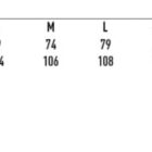 Size chart for unisex track pants, labeled as TP21. Sizes range from S to 3XL, showing waist relaxed measurements from 69 to 94 and outer leg measurements from 104 to 112. Icon indicates water repellency.