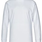 A plain white long-sleeve T-shirt, displayed against a white background. It has a crew neckline and appears unworn and wrinkle-free.