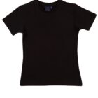 A plain black short-sleeve t-shirt against a white background. The shirt has a simple, classic design with a crew neck.