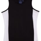 Sleeveless black tank top with white side panels.
