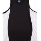 A black sleeveless athletic tank top with white side panels, displayed on a plain white background.
