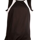 Sleeveless black athletic tank top with white side panels and a rounded neckline.