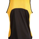 Sleeveless athletic shirt with black and yellow panels, shown from the back.