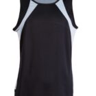 Black and light gray sleeveless athletic tank top on a white background.