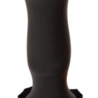 Close-up of a black handle with an orange spiral logo on top, extending from a dark blue cylindrical base.