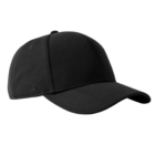 UFlex Velcro Recycled Polyester Caps: black, curved brim, six panels, Velcro strap.