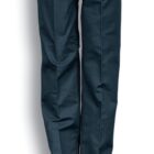 A pair of formal bottle green trousers displayed against a white background.