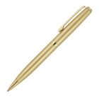 A gold ballpoint pen with a sleek, smooth finish and a clip on the cap, shown against a plain white background.