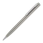 A sleek silver ballpoint pen with a streamlined metallic body and a chrome clip. The pen is shown against a plain white background, angled slightly upward to the right.