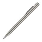 A sleek, silver ballpoint pen with a metallic finish, featuring a clip on the cap for easy attachment. The pen has a streamlined design and is positioned diagonally against a white background.