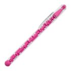 A pink novelty pen with a maze design inside a transparent barrel. The pen has a clip and a cap at each end, featuring a bright pink color. The interior maze structure is visible through the clear casing.