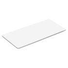 Rectangular white blank card with slightly rounded corners, isolated on a white background, shown from an angled perspective.