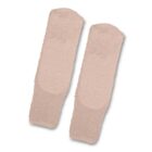 Two beige adhesive bandages placed side by side on a white background.
