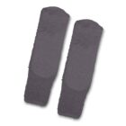 Two gray terry cloth wristbands side by side on a white background.