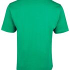 Back view of a plain green T-shirt with short sleeves. The fabric appears soft and casual, and the shirt has no visible designs or patterns.
