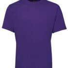 A plain purple T-shirt shown against a white background. The shirt has a simple crew neck design and short sleeves.