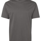 A plain gray short-sleeved T-shirt on a white background.