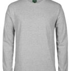 A gray long-sleeve crew neck t-shirt displayed on a plain white background. The shirt is simple with no visible design or logo, emphasizing its clean and neutral style.