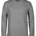 A plain gray long-sleeve T-shirt with a crew neck, displayed against a white background. The fabric appears to be soft and comfortable, suitable for casual wear.