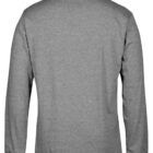 Gray long-sleeve t-shirt shown from the back, with a simple design and a round neckline.
