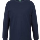 A plain long-sleeve navy blue t-shirt displayed against a white background.