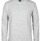 A plain light gray long-sleeve crew neck shirt is displayed against a white background. The fabric appears soft with a simple design, suitable for casual wear.