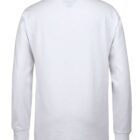 Back view of a plain white long-sleeve t-shirt with a round neckline. The shirt has a simple and clean design, suitable for various occasions.