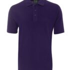 Dark purple polo shirt with a collar and buttons, set against a plain white background.