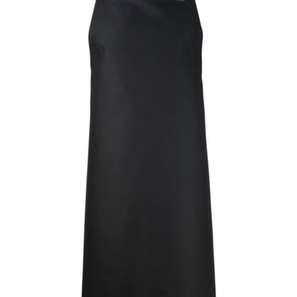 Plain black kitchen apron with neck loop and no visible pockets or designs.