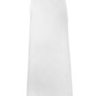 Plain white apron with neck strap and ties, displayed on a white background.