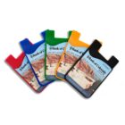 Five phone card holders in red, blue, green, yellow, and black, each printed with a Bank of Colorado advertisement featuring a scenic canyon image.