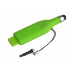 Green bottle-shaped stylus pen with a dust plug attachment.