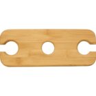 Wooden tray with three circular notches for holding items.
