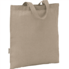 Beige canvas tote bag with short handles.