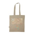 Beige tote bag with intricate floral pattern and TechnoHex logo.