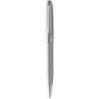 Silver ballpoint pen with a clip, shown vertically on a white background.