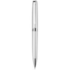 Silver ballpoint pen with a sleek, metallic finish on a white background.