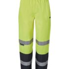 High-visibility yellow pants with reflective silver and black bands on the legs.