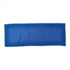 Blue rectangle-shaped towel on a white background.