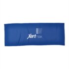 Blue fitness towel with white Xertmax branded text.