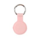 Pink silicone keychain holder on a metal keyring.