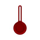 Red pan with a long handle viewed from above on a white background.