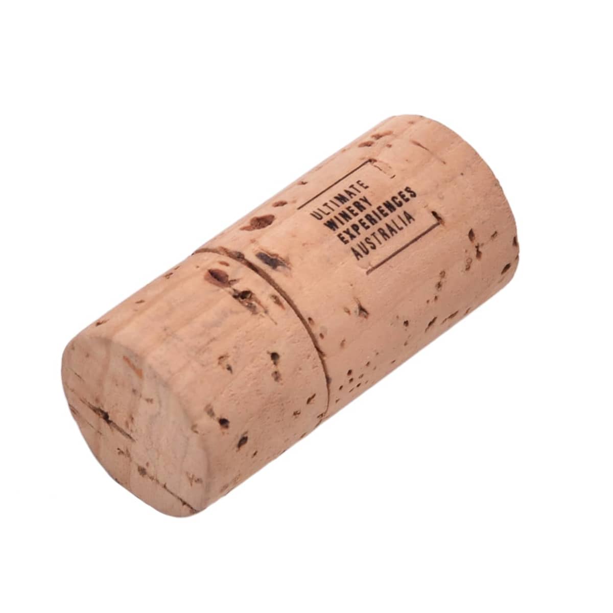 A wine cork stamped with Ultimate Winery Experiences Australia.